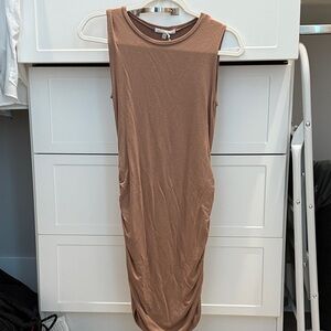 Chic Sleeveless Brown Midi Dress